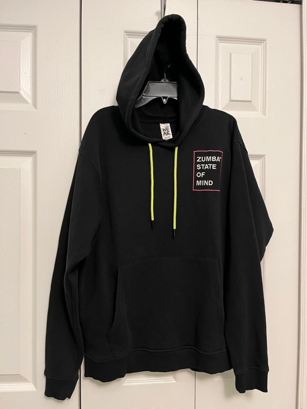 Zumba Fitness Black Hoodie with Neon Yellow Drawstrings